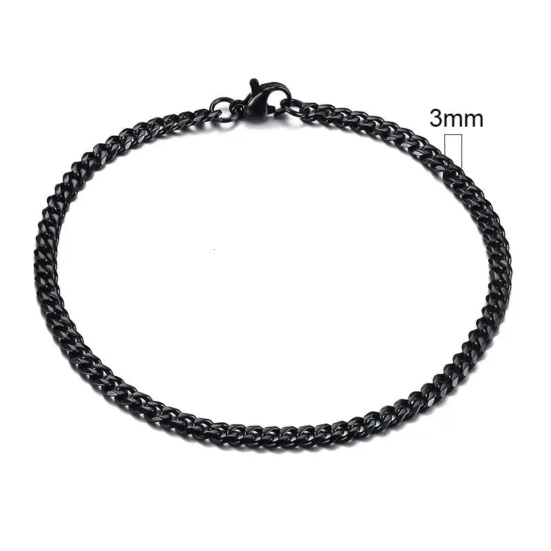 Vnox Stainless Steel Cuban Link Bracelet Unisex Curb Chain for Men and Women with Lobster Clasp
