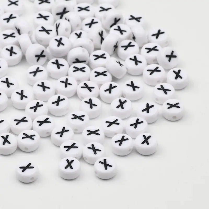 White Round Alphabet Letter Beads 7x4mm A To Z Acrylic Spacer Beads For Jewelry Making DIY Bracelets