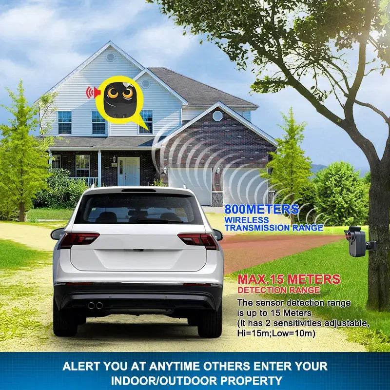HTZSAFE Wireless Driveway Security Alarm with waterproof PIR motion detector by Simples Market