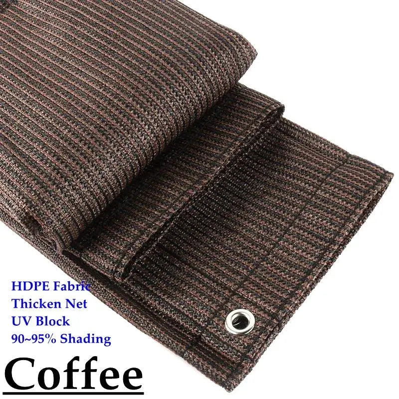 Sun shade net roll, coffee-colored HDPE with UV block, grommet edge by Simples Market