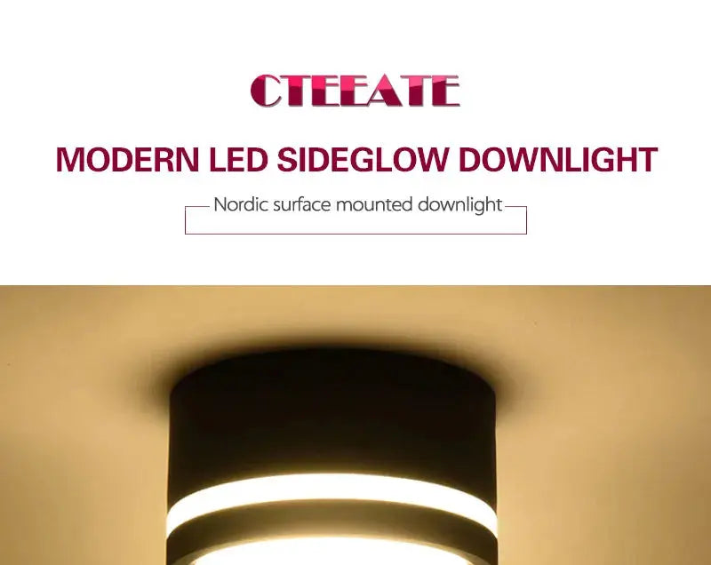 CTEATE LED surface-mounted sidelight downlight ceiling fixture with circular side glow