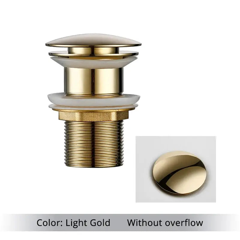 Bagnolux two-piece pop-up drain stopper set, light gold brass finish for vessel sinks