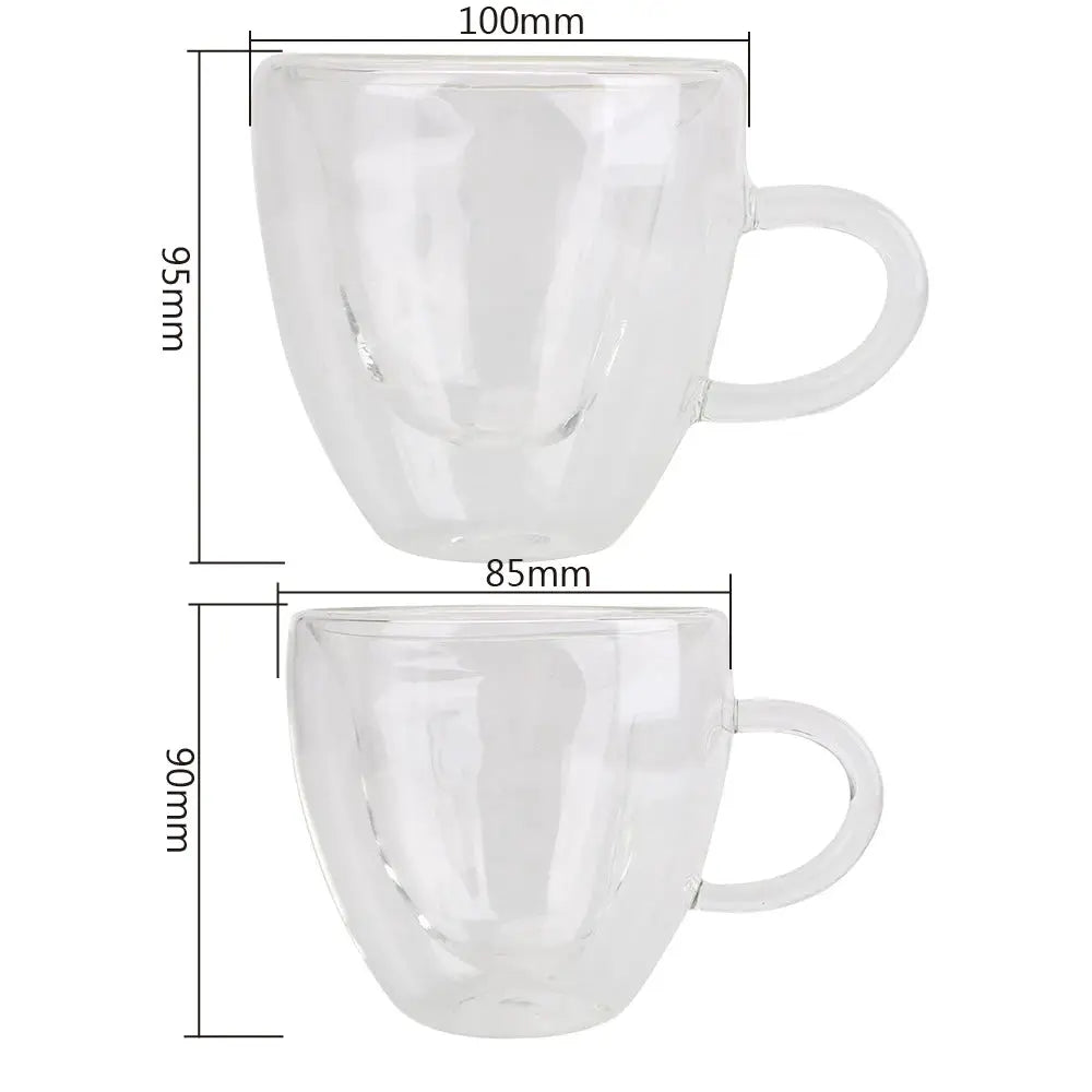 Heart Shaped Double Walled Glass Mug For Couples Heat Resistant Tea Coffee Drinkware