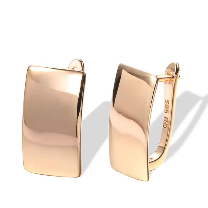 Kinel 585 Rose Gold Glossy Dangle Earrings For Women Fashion Geometric Square Drop CZ Cubic Zirconia Jewelry - Simples Market
