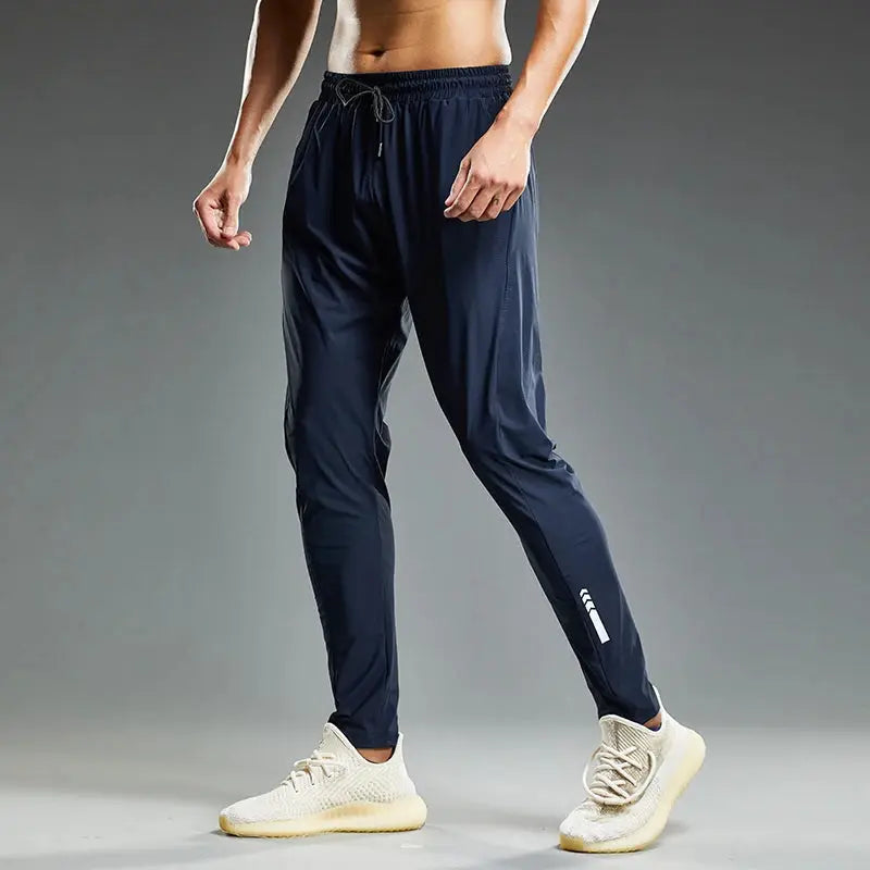 Summer Elastic Men Running Sport Pants navy drawstring joggers Simples Market