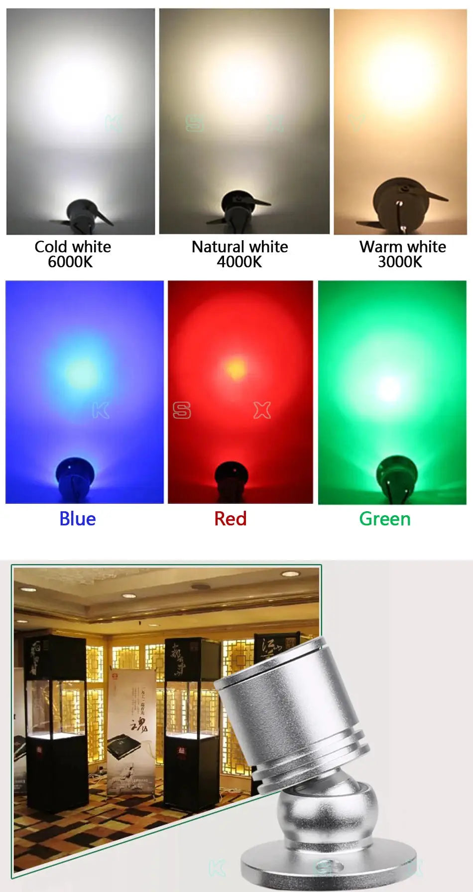 Simples Market LED cabinet spotlight with driver; six color/temperature variants