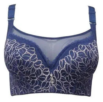 Simples Market blue full-lace bra with floral embroidery and adjustable straps
