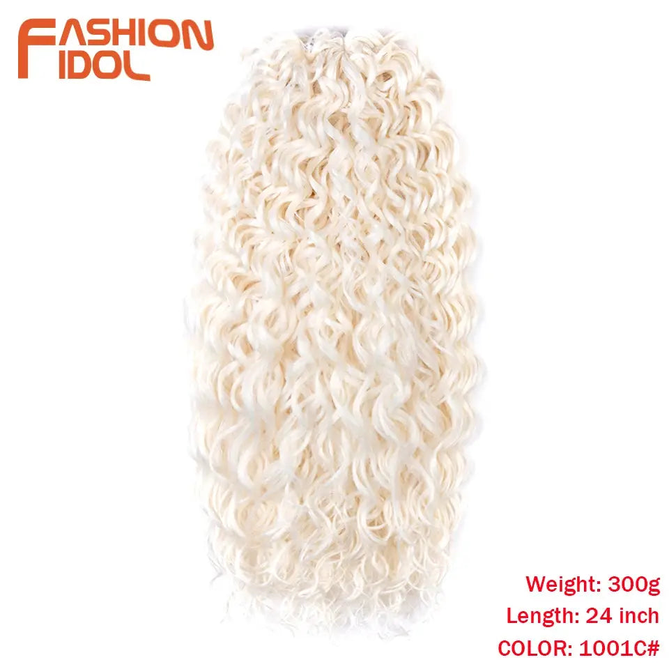 Jessica Hair Deep Wavy Twist Crochet Hair by Simples Market; color 1001C blonde, 24in, synthetic high-temp fiber