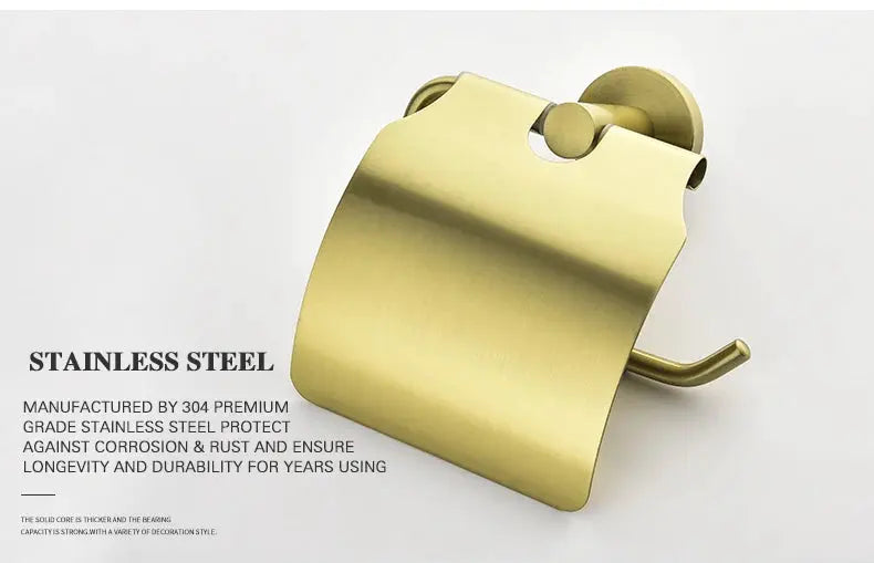 Brushed gold stainless steel bathroom hardware set, wall-mounted bathroom accessories