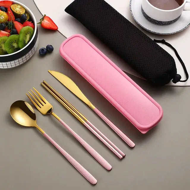 Equi 304 Stainless Steel Tableware Set Durable Rust Resistant Portable Cutlery With Ergonomic Handles And Box
