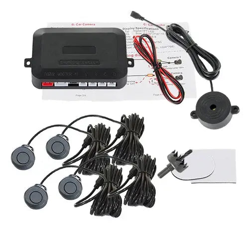 Simples Market Hippcron 4-sensor car parking sensor kit with 22mm sensors, control box and buzzer, 12V black/white
