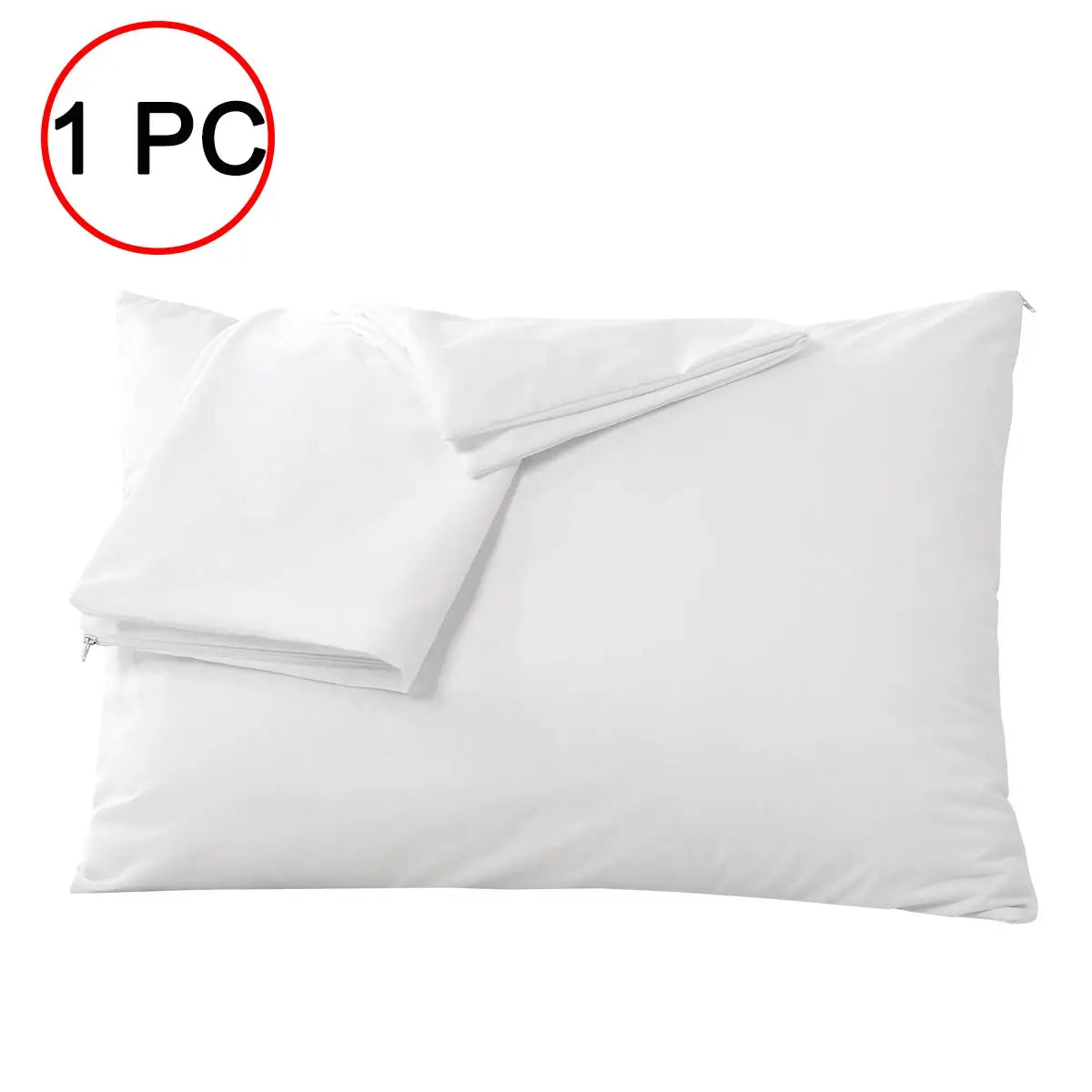 Smooth waterproof pillow cover with zipper, white, Simples Market, 1pc