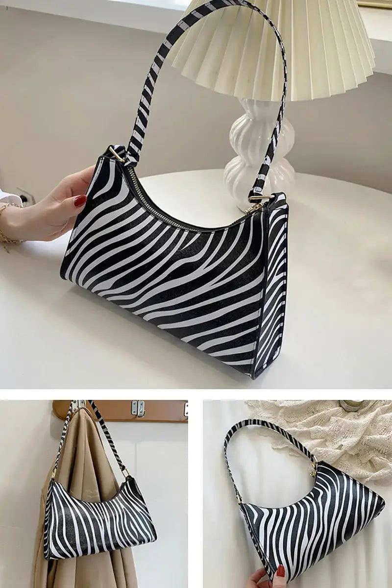 Shoulder bag Simples Market zebra print PU leather for women