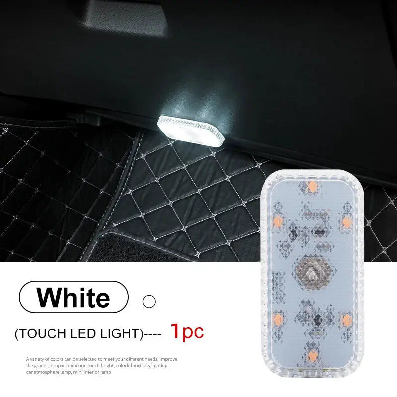 Mini Wireless LED Car Interior Light With Touch Control USB Rechargeable For Door Panels Footwells Trunk Ceiling Roof