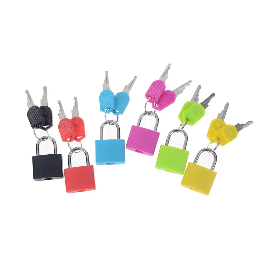 Six-color mini steel padlocks with two keys each