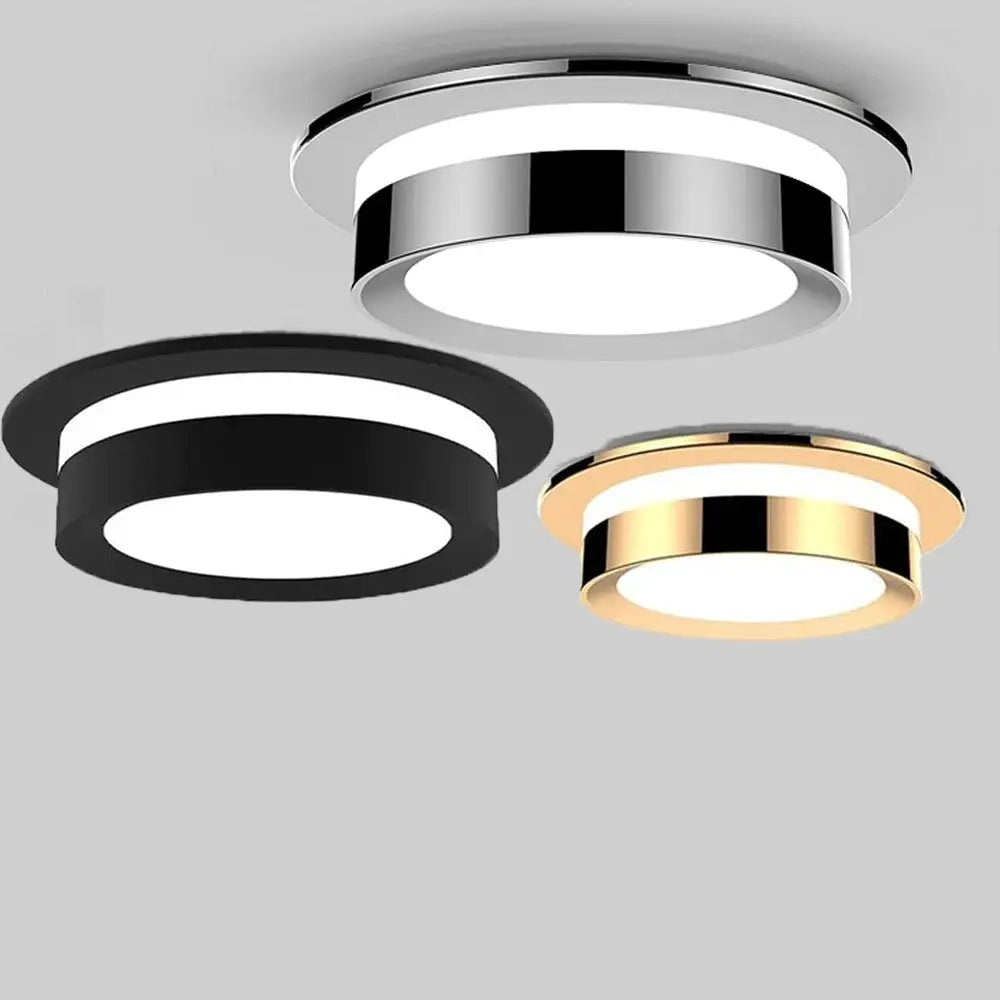 Simples Market chrome round recessed LED downlight; trio in chrome, black and gold finishes