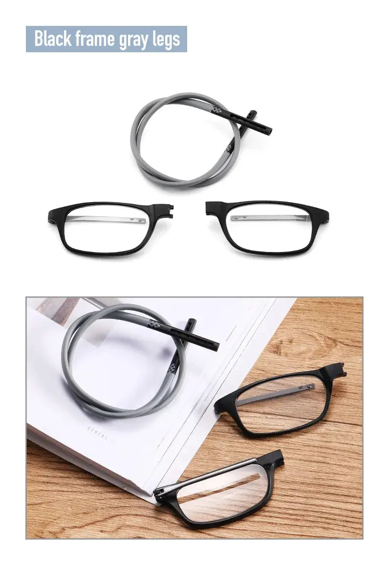 OptiFlex Portable Magnetic Reading Glasses Unisex With Adjustable Neck Lanyard And Polarized Lenses
