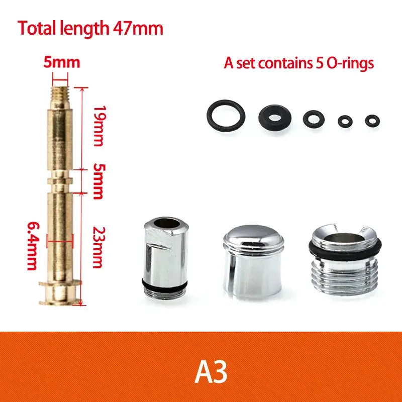 Shower faucet pull-rod diverter valve kit in brass with 5 O-rings and chrome caps Simples Market