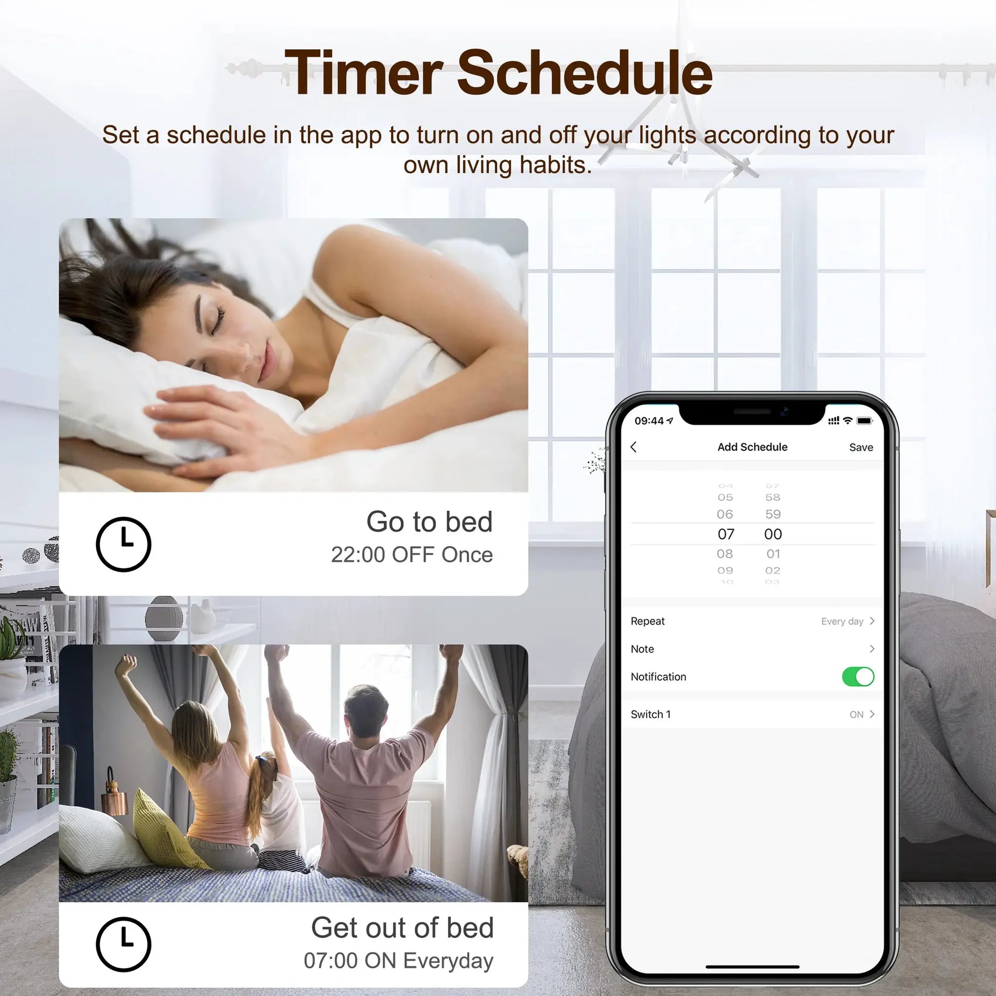 Tuya WiFi Smart Switch Module with 2‑way control, app remote, 100–240V