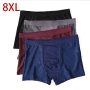Men's breathable mesh boxers 4-pack in black, gray, burgundy, and royal blue