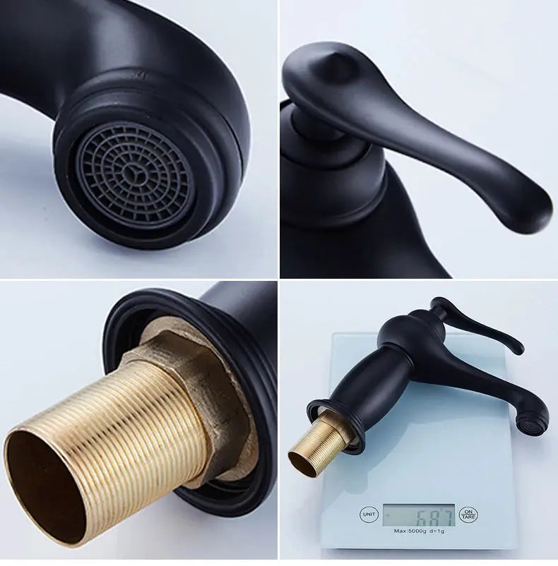 Antique bronze bathroom faucet with solid brass body, single-handle water mixer taps ELFCT001