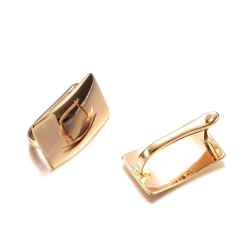 Kinel 585 Rose Gold Glossy Dangle Earrings For Women Fashion Geometric Square Drop CZ Cubic Zirconia Jewelry - Simples Market