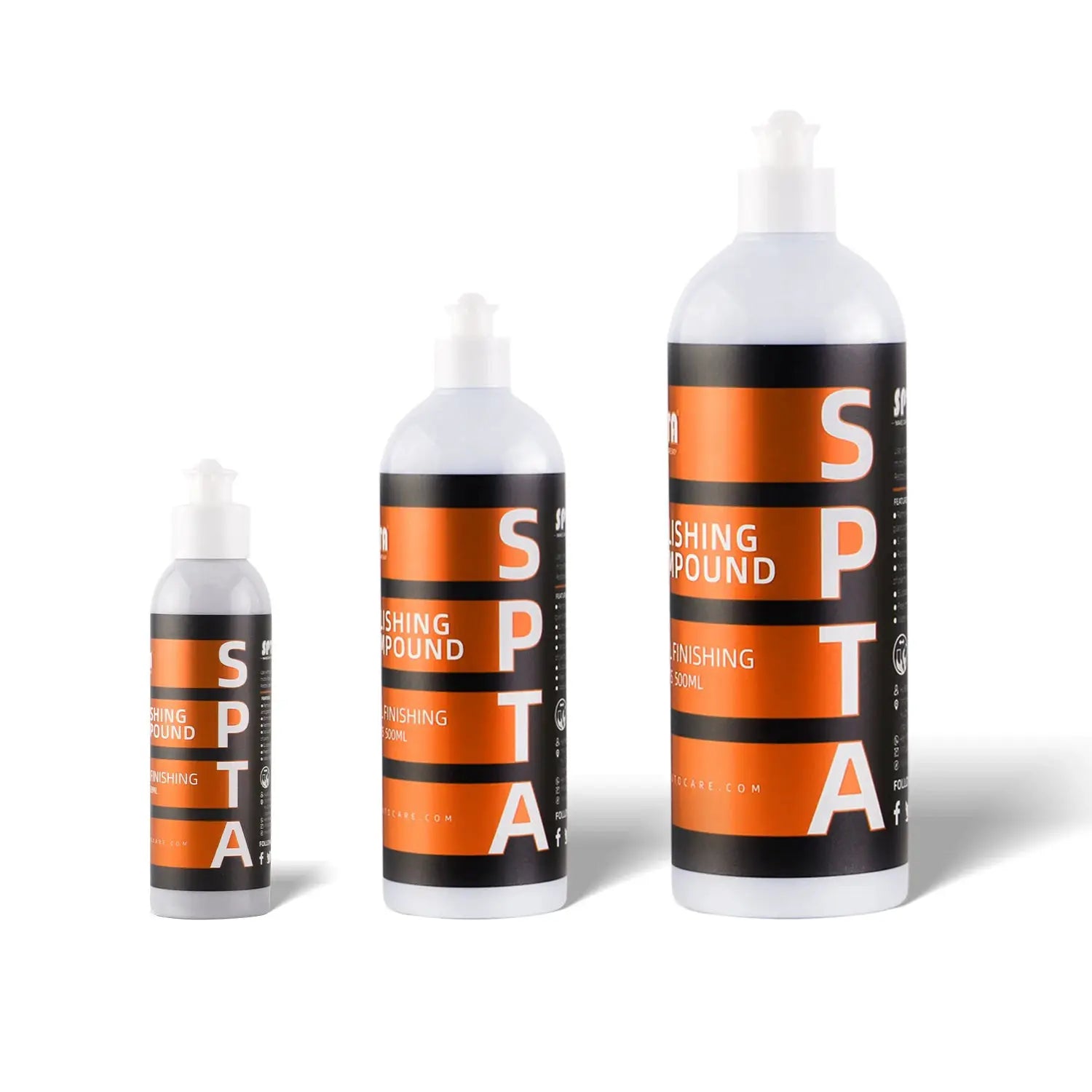 SPTA car scratch remover polishing wax set of three bottles 120/500/1000ml with orange-black labels, Simples Market