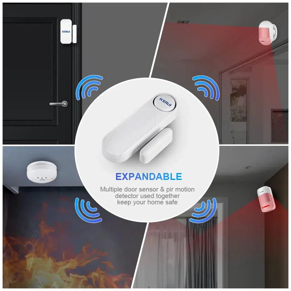 KERUI wireless door/window sensor alarm; white security kit with remote by Simples Market