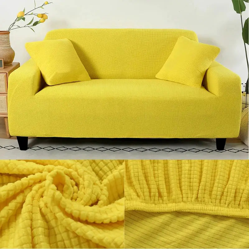 Simples Market thick yellow jacquard sofa protector for L-shaped couch slipcover