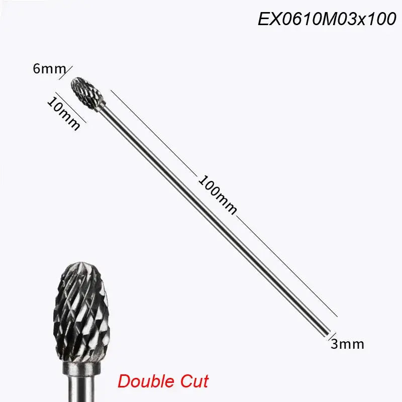 Extra Long 100mm Rotary Rasp File Carbide Burr for Metal and Wood Carving Milling Cutter