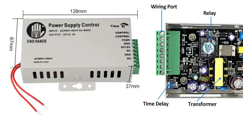 Outdoor access control system kit by Simples Market; gray waterproof power supply box and control board