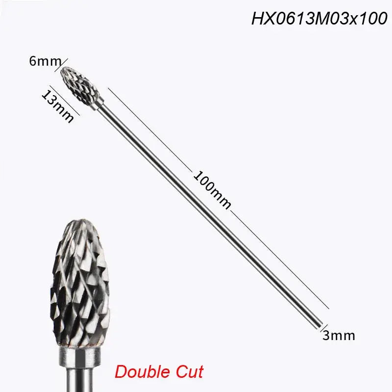 Extra Long 100mm Rotary Rasp File Carbide Burr for Metal and Wood Carving Milling Cutter