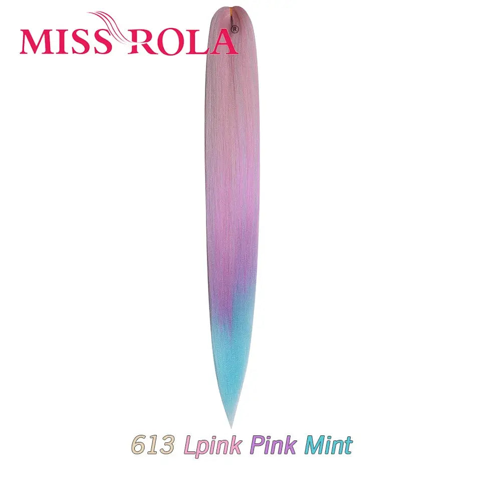 Miss Rola synthetic Kanekalon 30in pre-stretched Yaki straight jumbo braid in pink mint gradient