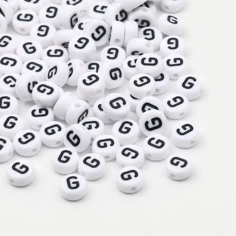 White Round Alphabet Letter Beads 7x4mm A To Z Acrylic Spacer Beads For Jewelry Making DIY Bracelets