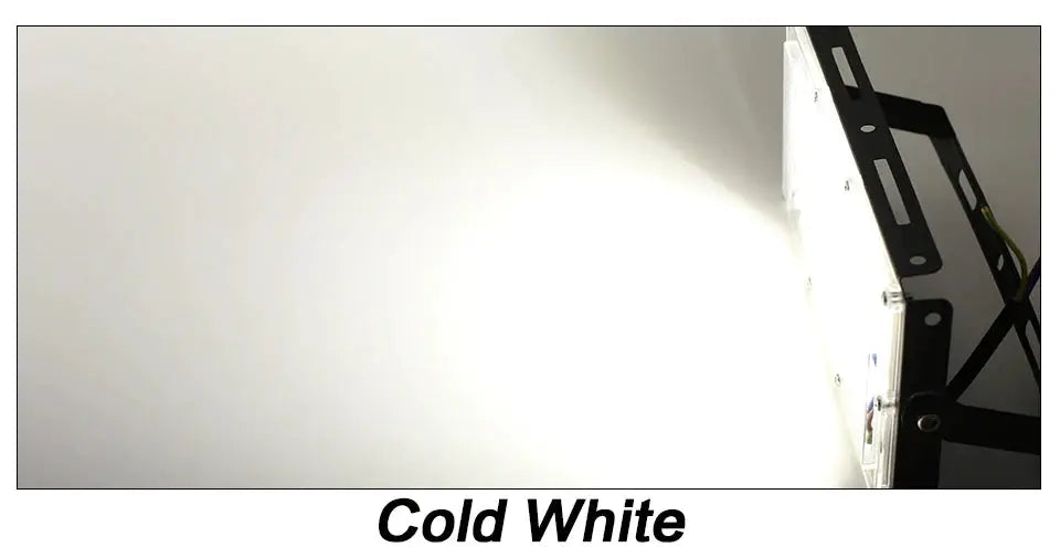 Outdoor LED flood light with metal mounting bracket in cold white light