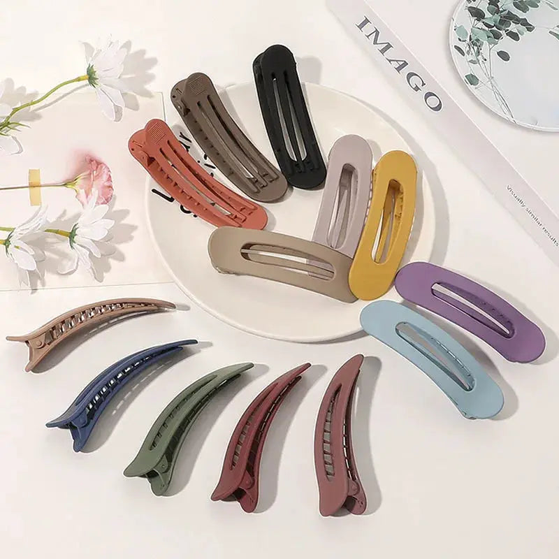 Korean Frosted Large Hair Clips Acrylic Barrette Non Slip Toothed Geometric Design For Women And Girls