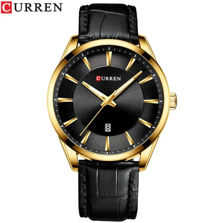 Curren Quartz Watches For Mens Leather Strap Luxury Minimalist Business Wristwatch Stainless Steel Case