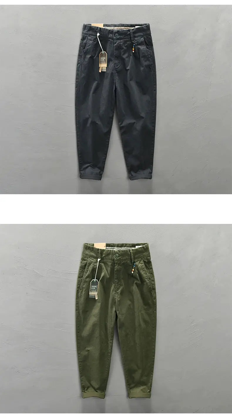 HIQOR men's cargo pants, cotton, mid-waist, black and olive (2 pairs) Simples Market