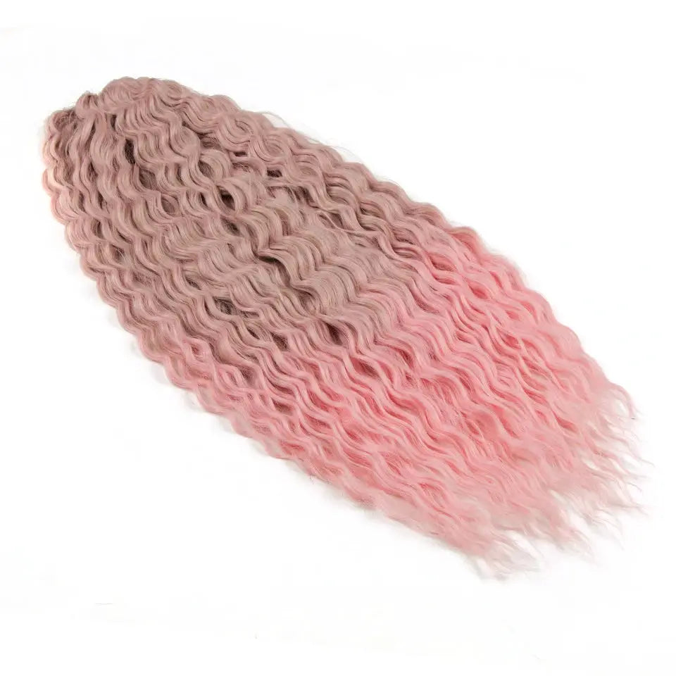 Simples Market Ariel Curl Hair extension, ombre pink to blonde, 22in deep-wave synthetic crochet braid