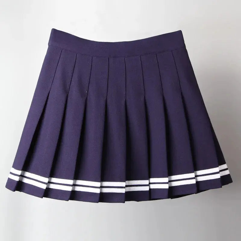 KawaiiGrove Vintage Korean Patchwork Skirt Harajuku Gothic Black Pleated High Waist Mini For Women