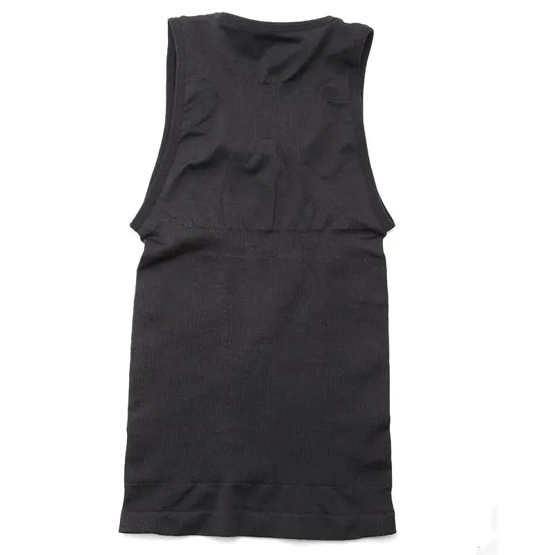 Men's black compression body shaper undershirt for abdomen and gynecomastia