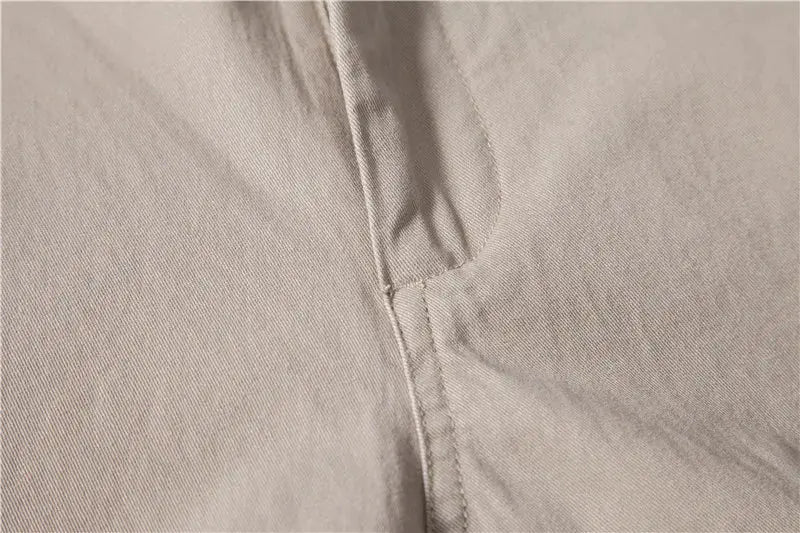 AIOPESON casual cotton men's trousers, beige solid color with seam detail