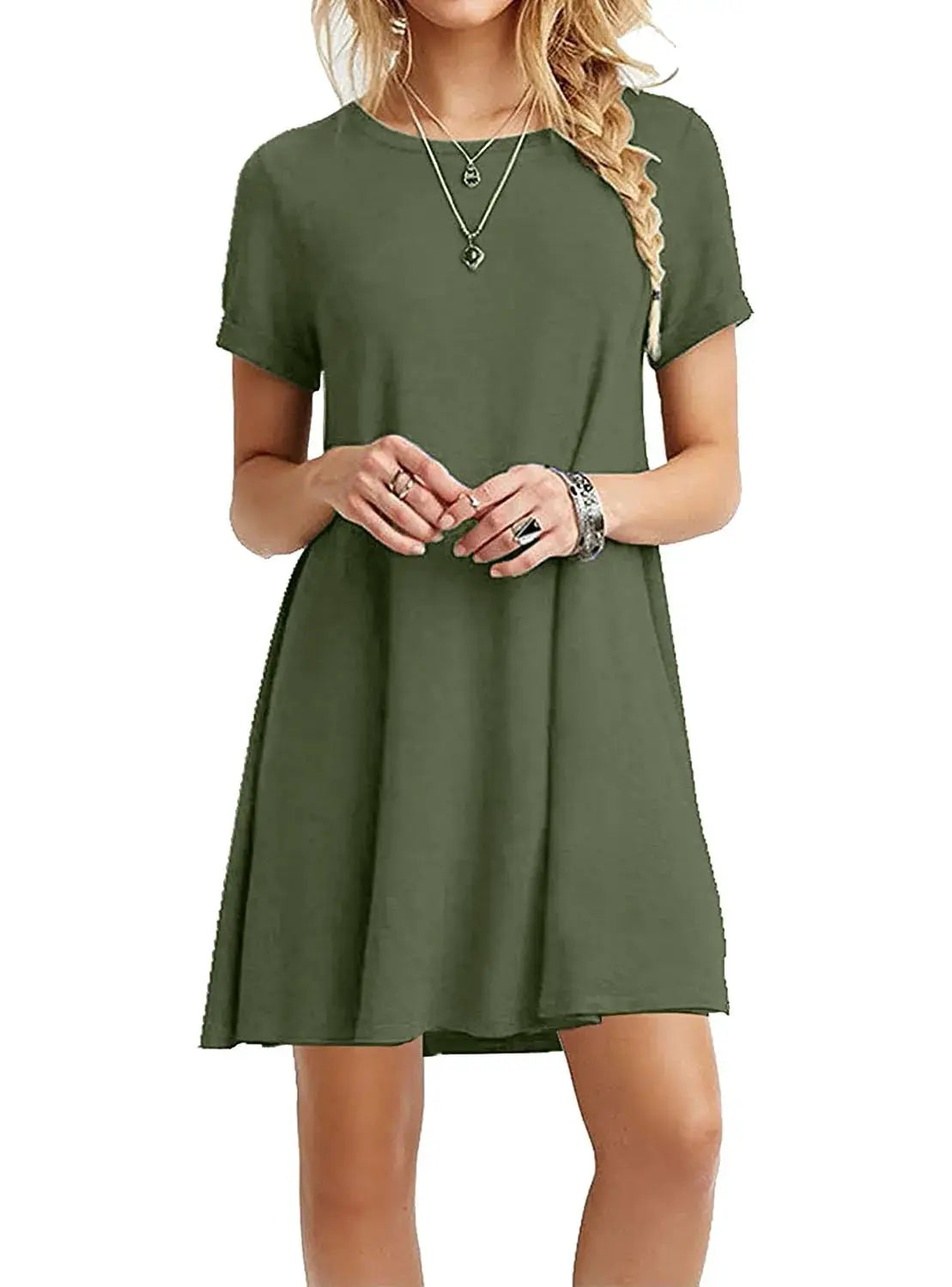 Instylis Women Casual Vintage O Neck Print Loose Mini Dress Sundress