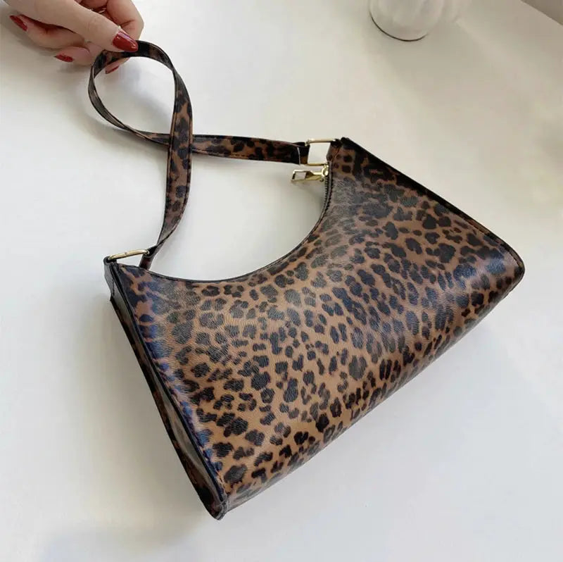 Simples Market leopard print PU leather shoulder bag with gold-tone hardware