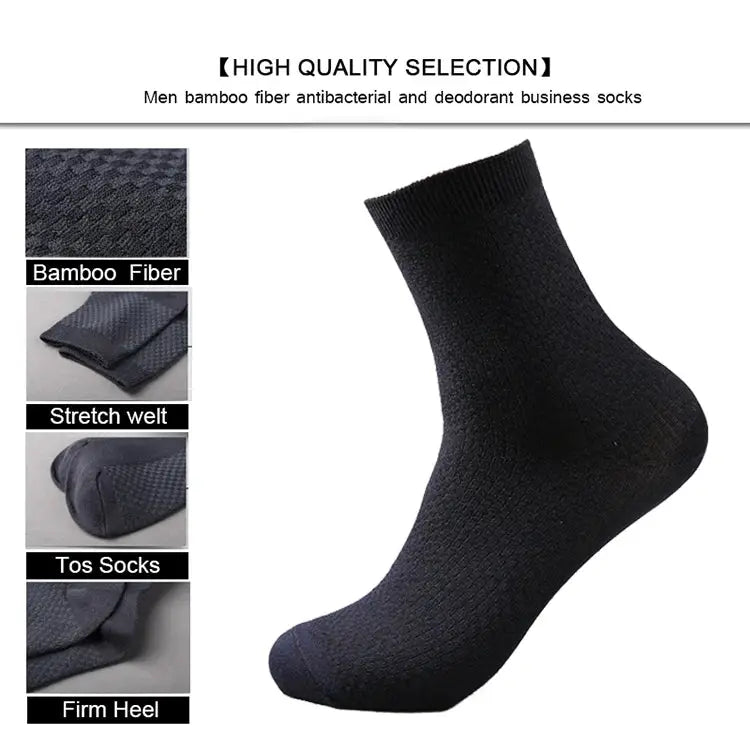 Simples Market men's bamboo fiber compression dress socks, 10 pairs, long black business casual, plus size 42-45