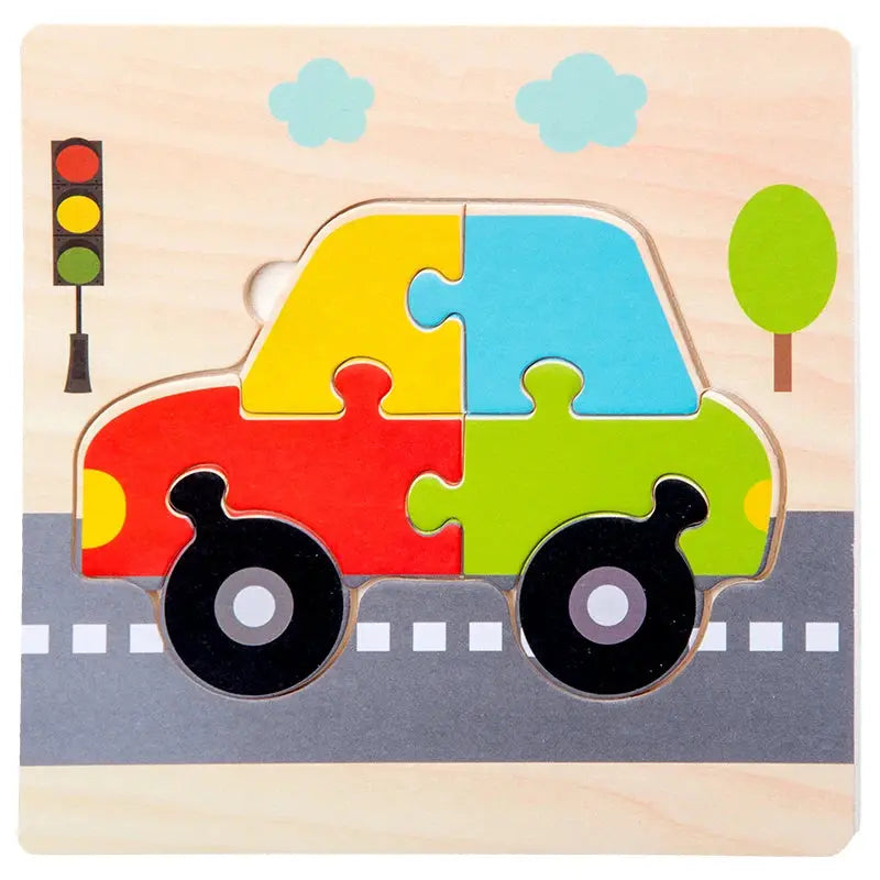 Wooden Baby 3D Puzzles Tangram Shapes Educational Cartoon Animals Jigsaw Toys Gift For Children To Boost Learning And Motor Skills