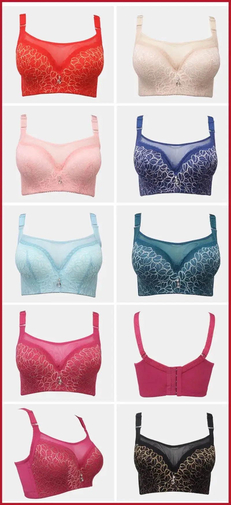 Mother Big Bust lace push-up bra by Simples Market; 12-color multicolor lace bras assortment