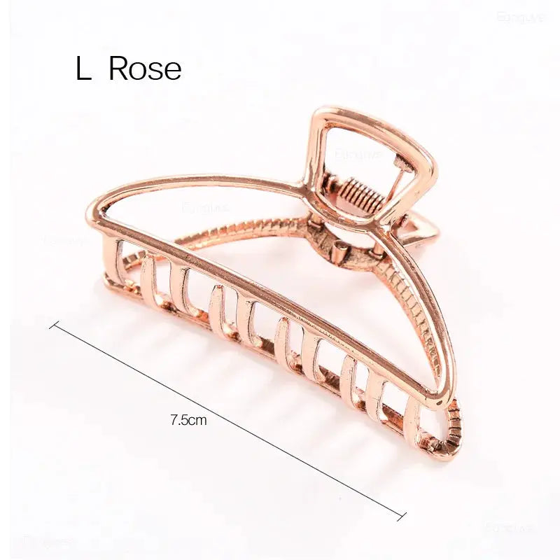 LuxeLocks Geometric Metal Hair Claw Clip With Strong Grip For Women And Girls Solid Color Korean Hairpins
