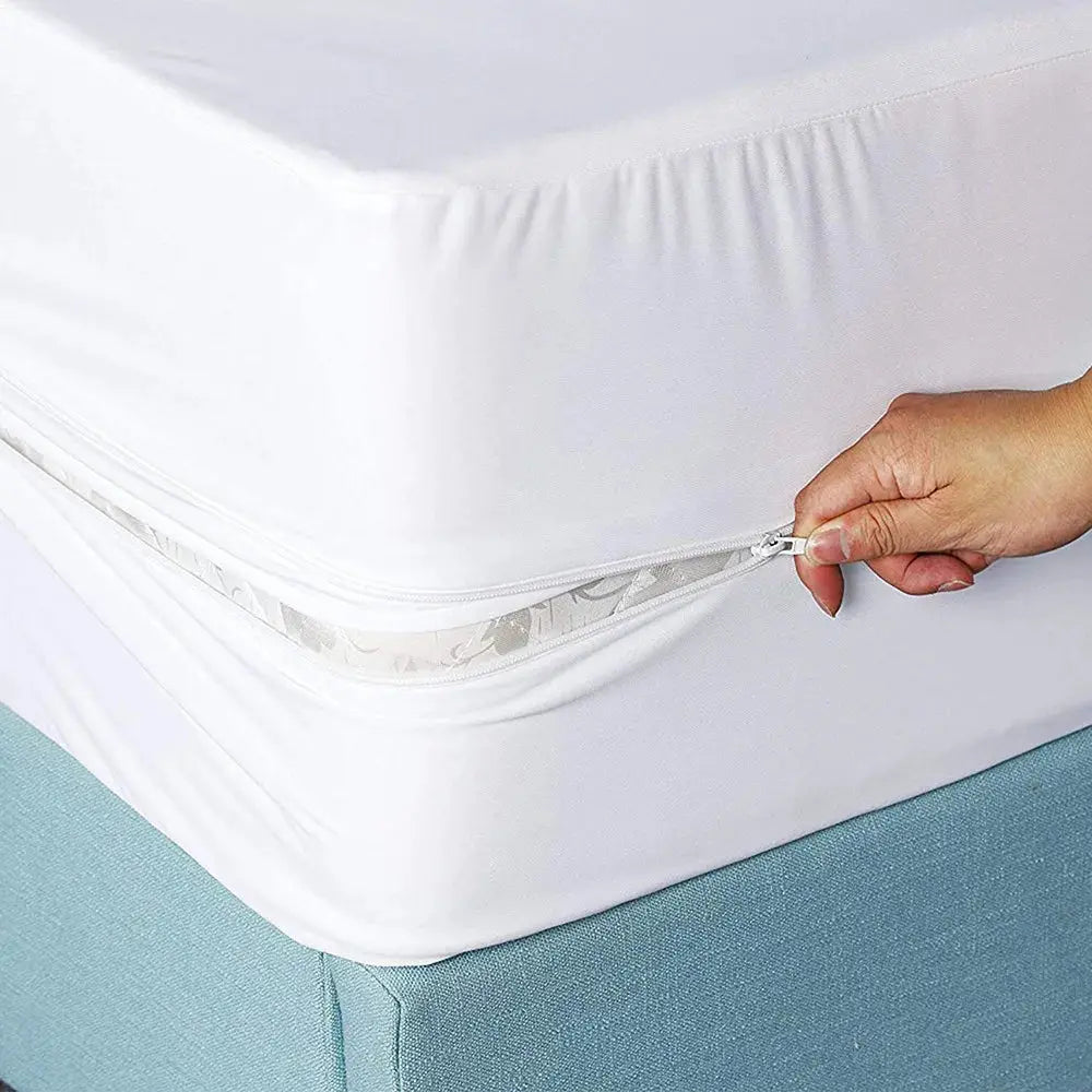 6-Sided Waterproof Mattress Cover with Zipper by Simples Market, white, dust-proof