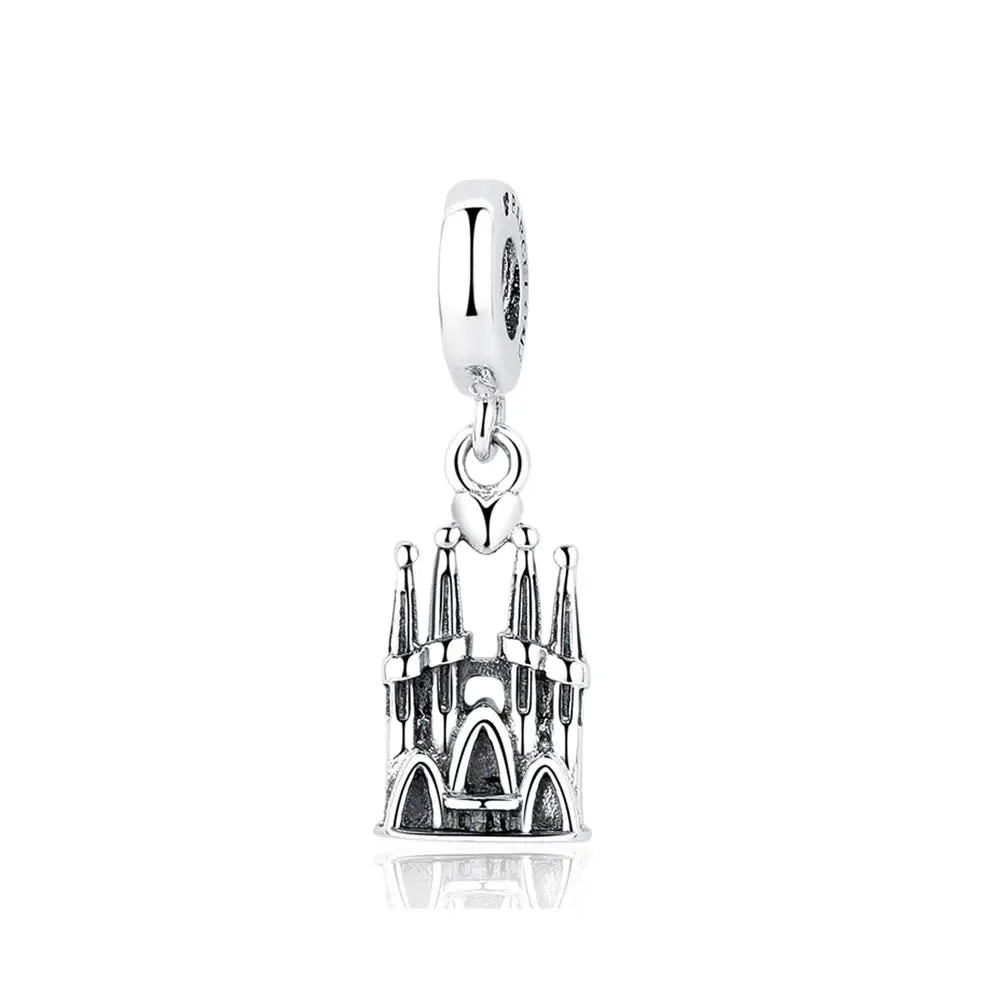 925 Sterling Silver Travel Theme Charms Beads London Bus Paris Suitcase Sam Panda Bracelets Necklaces Women DIY Jewelry